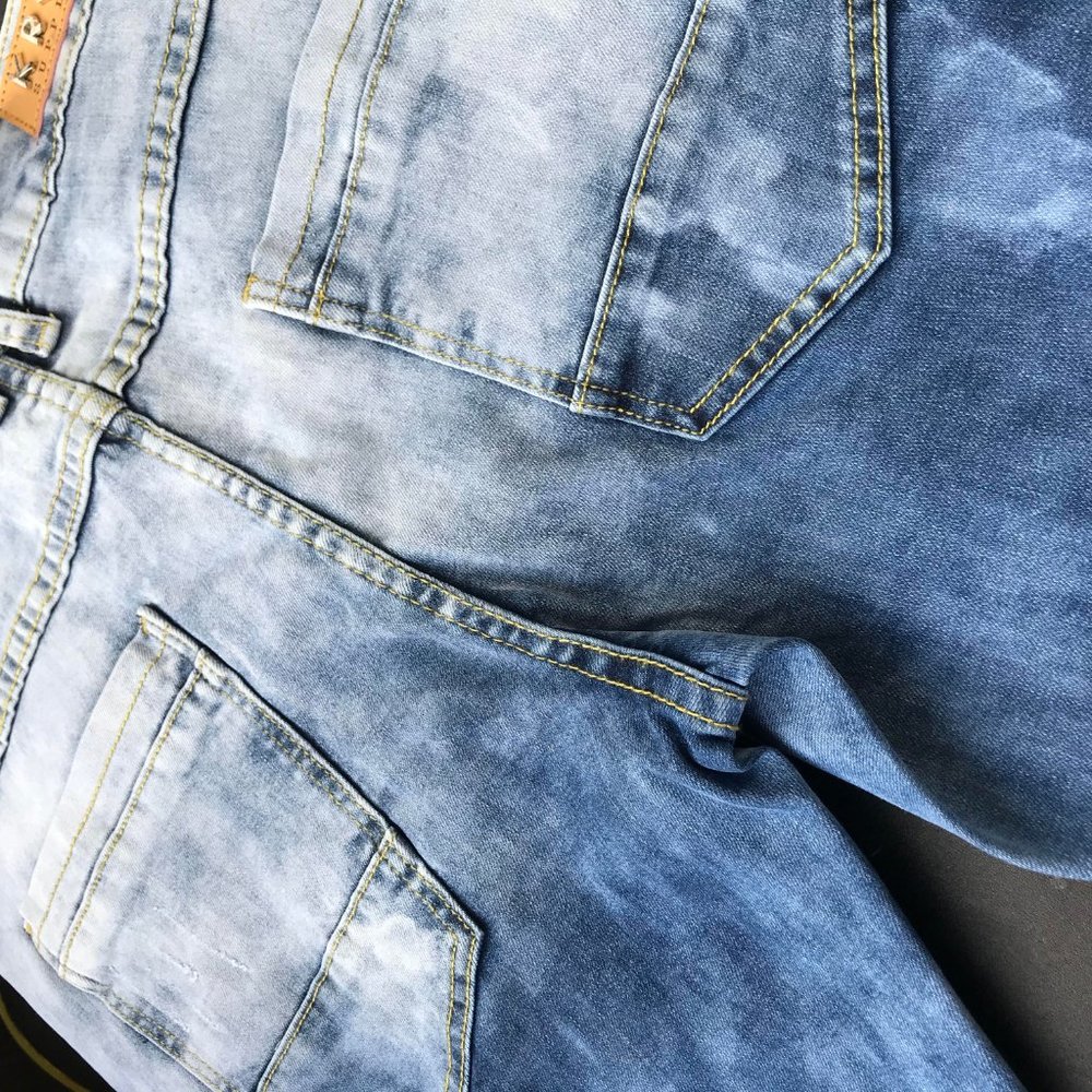Blue Ripped Designer Denim Jeans - Picture 5 of 7